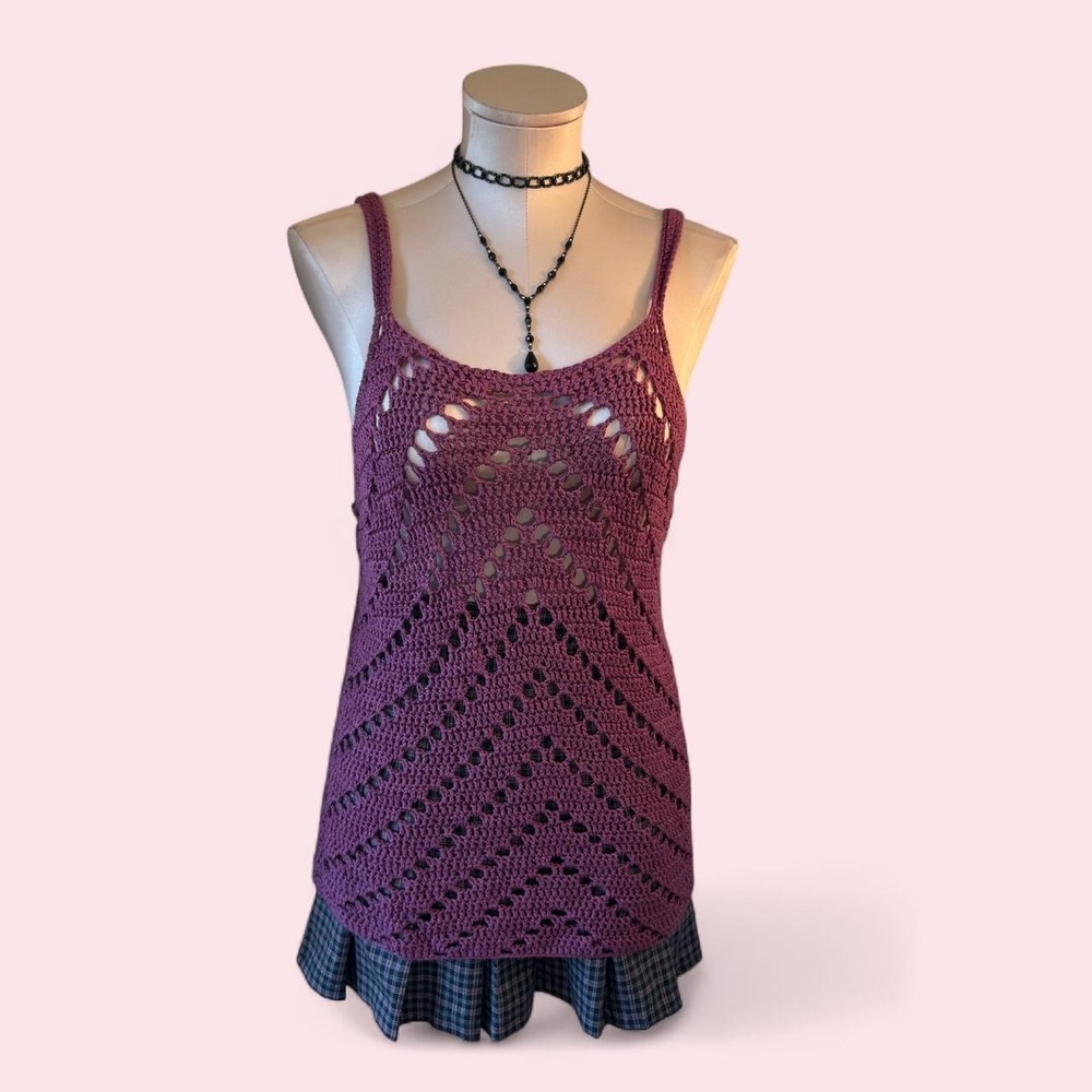 Purple Crochet Tank‎ Top | Fairy Grunge Boho Knit Cami